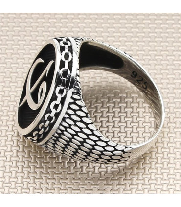 Elif Vav Taşsız Zincir Modeli Erkek Gümüş Yüzük a1020