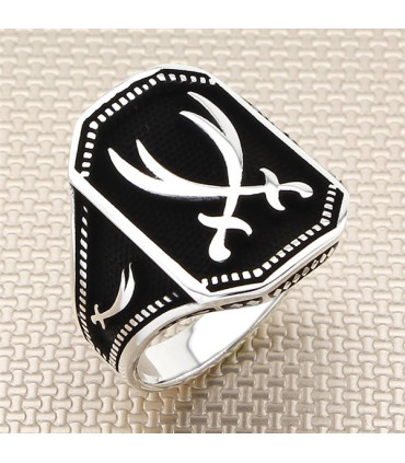 Hz Ali Zülfikar Kılıç Yan Kılıç Sade Taşsız Gümüş Erkek Yüzük a1024