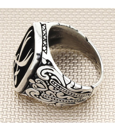 Çift  Zülfikar Hz Ali Kılıç Dikdörtgen Kasa Gümüş Taşsız Erkek Yüzük a1041