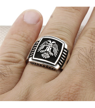 Selçuklu Kartalı  Sade Yan Tuğralı Taşsız Erkek Yüzük