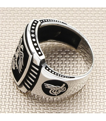 Selçuklu Kartalı  Sade Yan Tuğralı Taşsız Erkek Yüzük