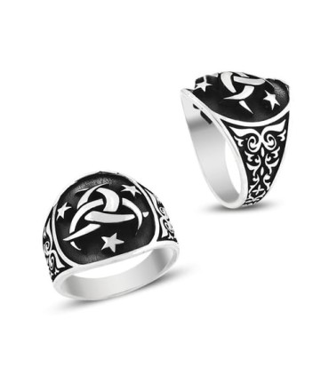 Teşkilat-ı Mahsusa Simgeli Erkek Gümüş Yüzük – Özel Tasarım