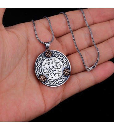 Mina Silver Vegvisir Pusula Viking Kolyesi - İskandinav Sembolleri Gümüş Kolye