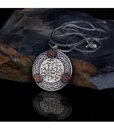 Mina Silver Vegvisir Pusula Viking Kolyesi - İskandinav Sembolleri Gümüş Kolye