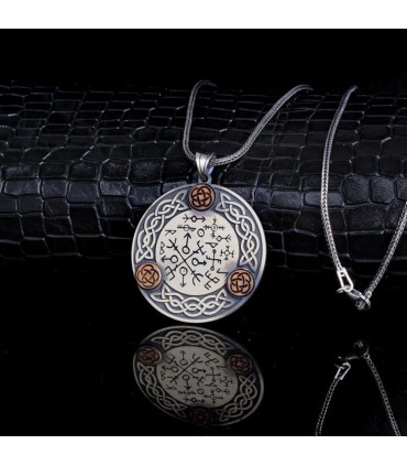 Mina Silver Vegvisir Pusula Viking Kolyesi - İskandinav Sembolleri Gümüş Kolye