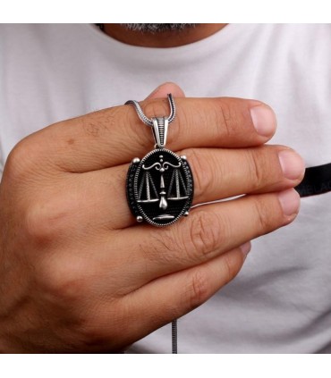 hukukçu kolyesi gümüş