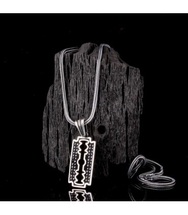 Mina Silver zirkon taşlı jilet simgeli gümüş erkek kolye