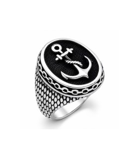 Mina Silver 925 Ayar Çapa Motifli Erkek Gümüş Yüzük