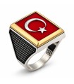925 ayar gümüş kırmızı zeminli ay-yıldız motifli erkek