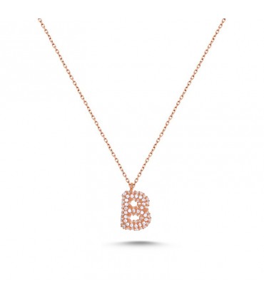 B Harfli Bayan Kolye  925 Ayar Gümüş