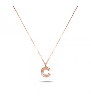 C Harfli Bayan Kolye  925 Ayar Gümüş