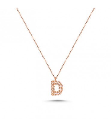 D Harfli Bayan Kolye  925 Ayar Gümüş