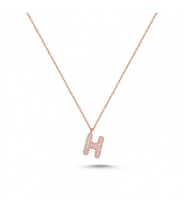 H Harfli Bayan Kolye  925 Ayar Gümüş