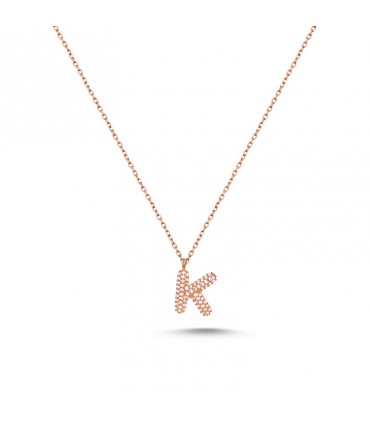 K Harfli Bayan Kolye  925 Ayar Gümüş