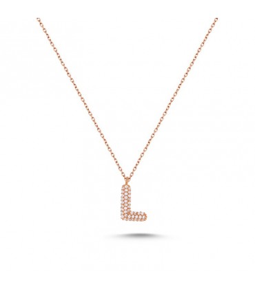 L Harfli Bayan Kolye  925 Ayar Gümüş