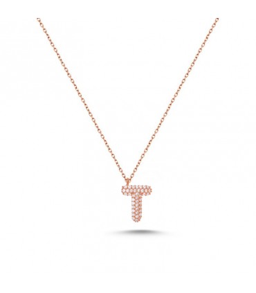 T Harfli Bayan Kolye  925 Ayar Gümüş