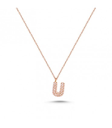 U Harfli Bayan Kolye  925 Ayar Gümüş