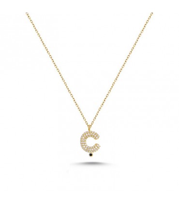 Ç Harfli Bayan Kolye  925 Ayar Gümüş