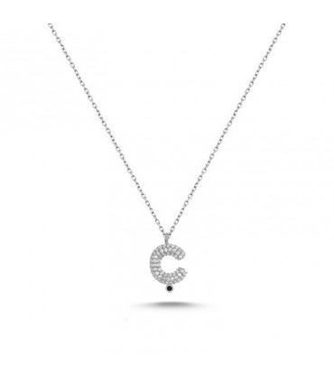 Ç Harfli Bayan Kolye  925 Ayar Gümüş
