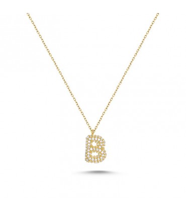 B Harfli Bayan Kolye  925 Ayar Gümüş