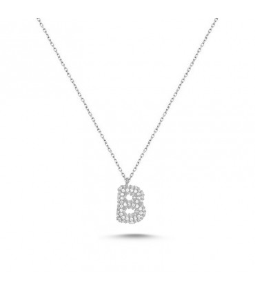 B Harfli Bayan Kolye  925 Ayar Gümüş