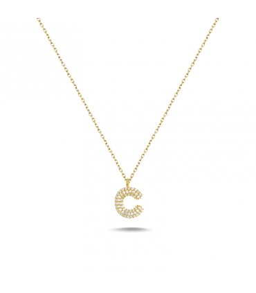 C Harfli Bayan Kolye  925 Ayar Gümüş