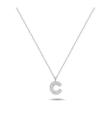 C Harfli Bayan Kolye  925 Ayar Gümüş