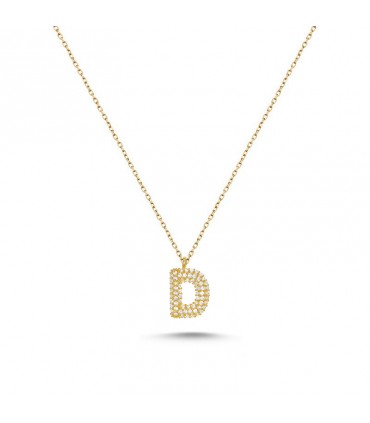 D Harfli Bayan Kolye  925 Ayar Gümüş