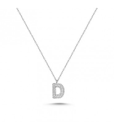 D Harfli Bayan Kolye  925 Ayar Gümüş