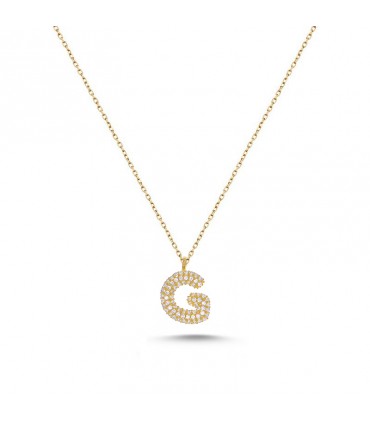 G Harfli Bayan Kolye  925 Ayar Gümüş