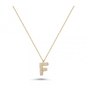 F Harfli Bayan Kolye  925 Ayar Gümüş