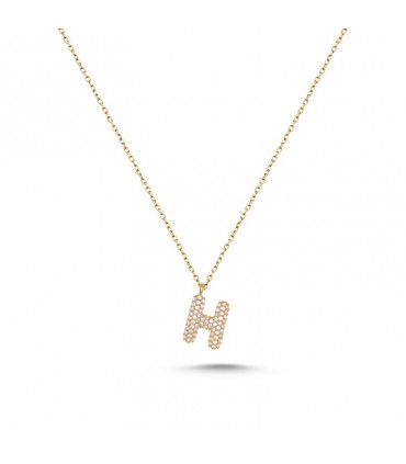 H Harfli Bayan Kolye  925 Ayar Gümüş