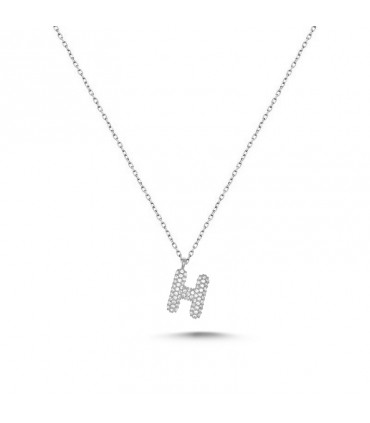 H Harfli Bayan Kolye  925 Ayar Gümüş