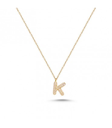 K Harfli Bayan Kolye  925 Ayar Gümüş