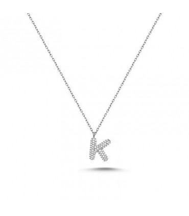 K Harfli Bayan Kolye  925 Ayar Gümüş