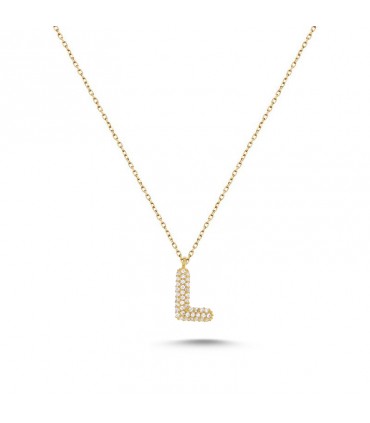 L Harfli Bayan Kolye  925 Ayar Gümüş