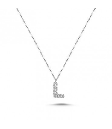 L Harfli Bayan Kolye  925 Ayar Gümüş