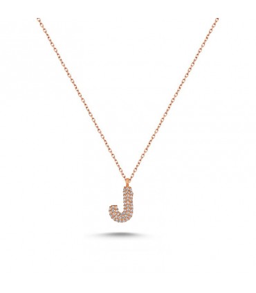 J Harfli Bayan Kolye  925 Ayar Gümüş