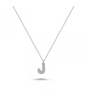 J Harfli Bayan Kolye  925 Ayar Gümüş