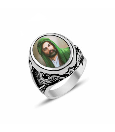 Hz Ali Resimli 925 Ayar Gümüş Erkek Yüzük