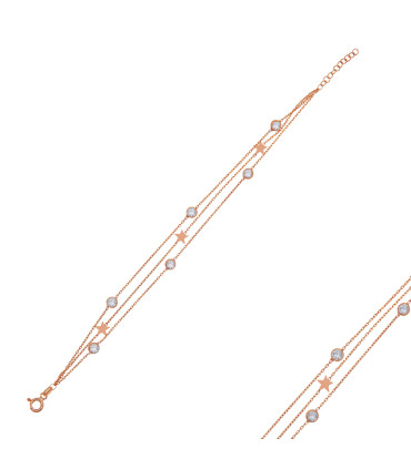 Üç Yıldızlı Taşlı Bayan Gümüş Bileklik